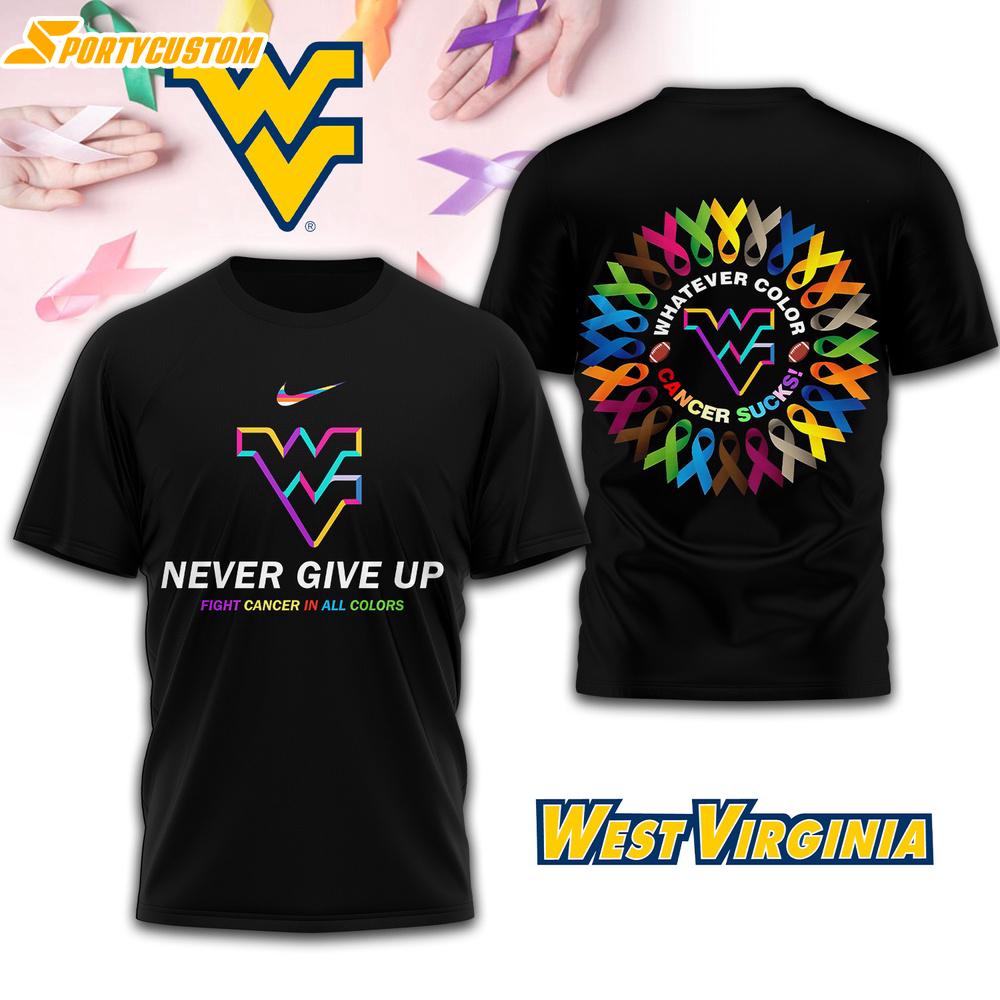 West Virginia Mountaineers NCAA Fight Cancer In All Colors 3D T-Shirt