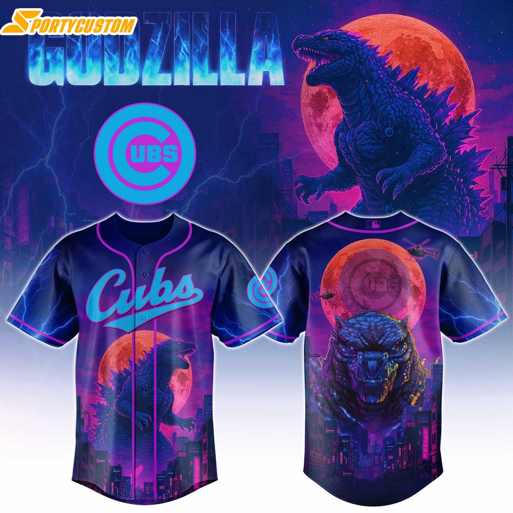 Chicago Cubs MLB x Godzilla Baseball Jersey For Fans Chicago Cubs MLB x Godzilla Baseball Jersey For Fans