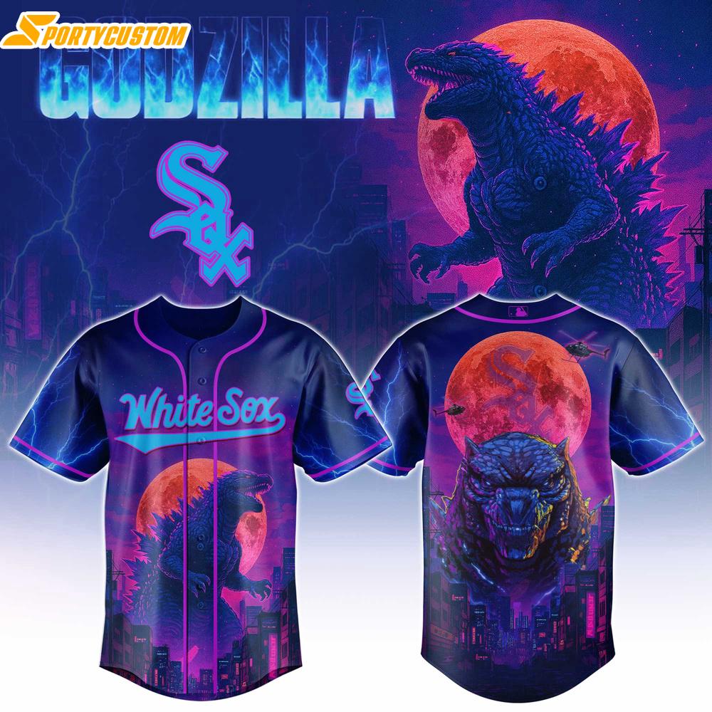 Chicago White Sox MLB x Godzilla Baseball Jersey For Fans Chicago White Sox MLB x Godzilla Baseball Jersey For Fans