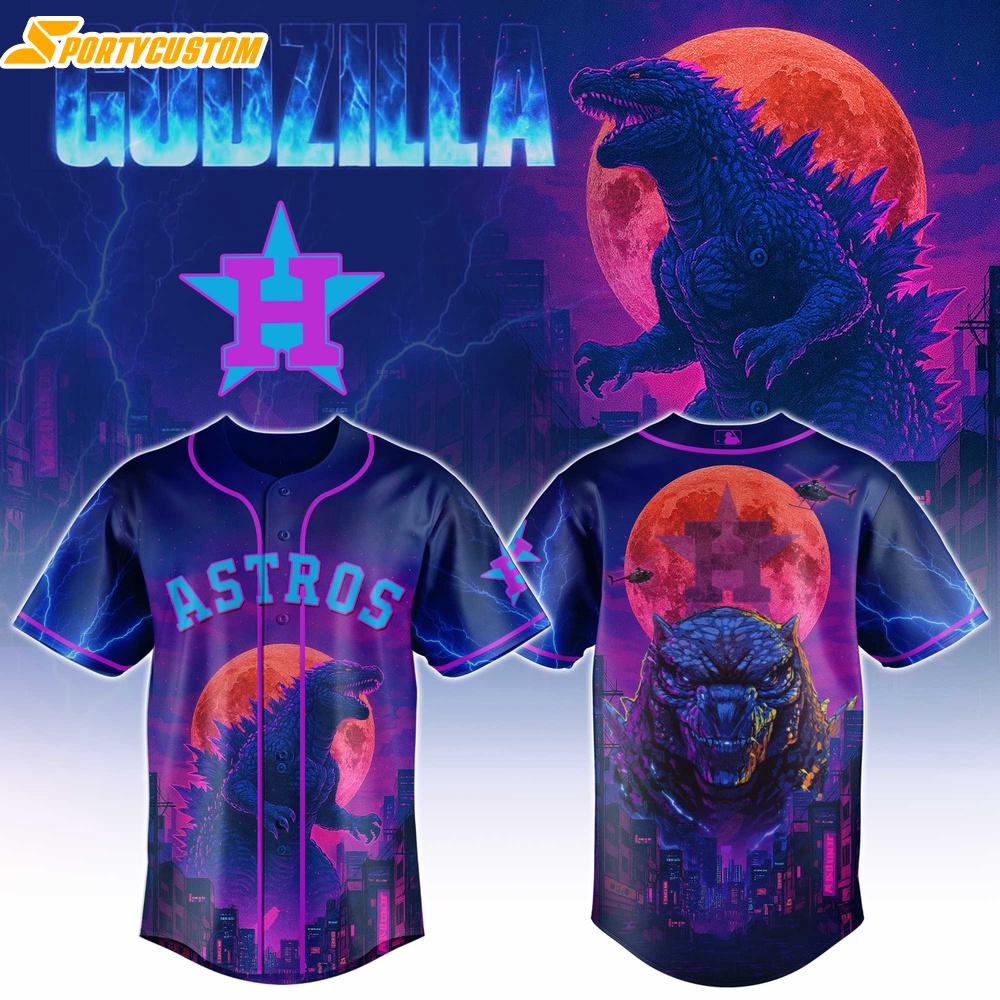 Houston Astros MLB x Godzilla Baseball Jersey For Fans