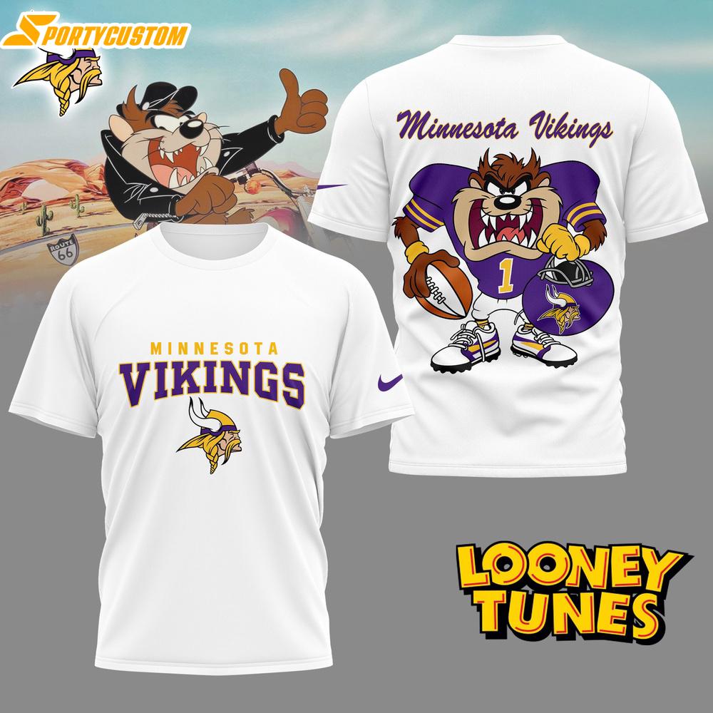 Minnesota Vikings NFL and Looney Tunes 3D Shirt For Fans