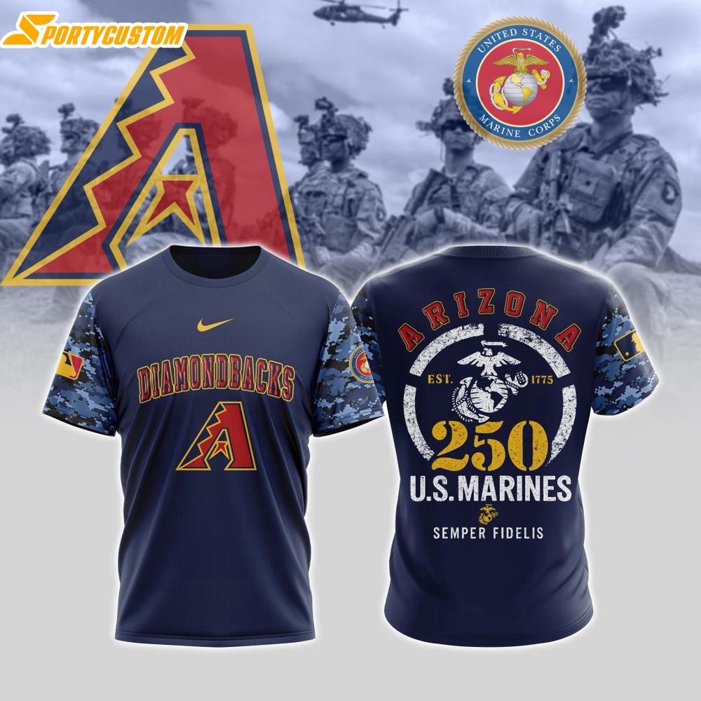 MLB Arizona Diamondbacks Special U.S.M.C 250th Birthday 3D T-Shirt