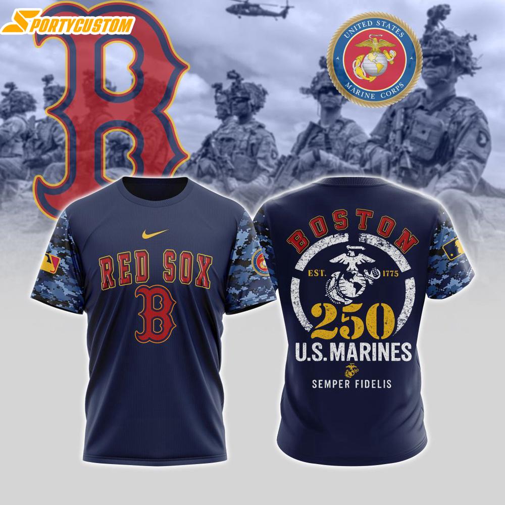 MLB Boston Red Sox Special U.S.M.C 250th Birthday 3D T-Shirt MLB Boston Red Sox Special U.S.M.C 250th Birthday 3D T-Shirt