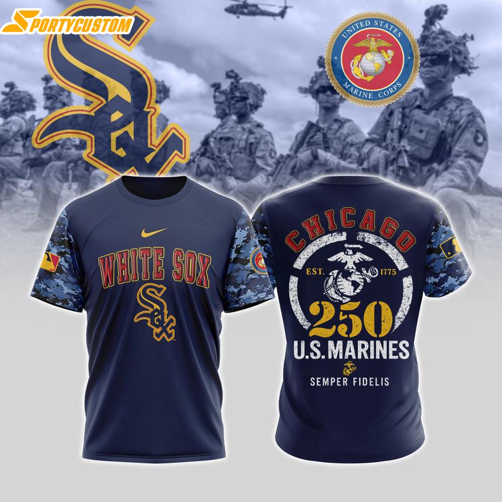 MLB Chicago White Sox Special U.S.M.C 250th Birthday 3D T-Shirt MLB Chicago White Sox Special U.S.M.C 250th Birthday 3D T-Shirt