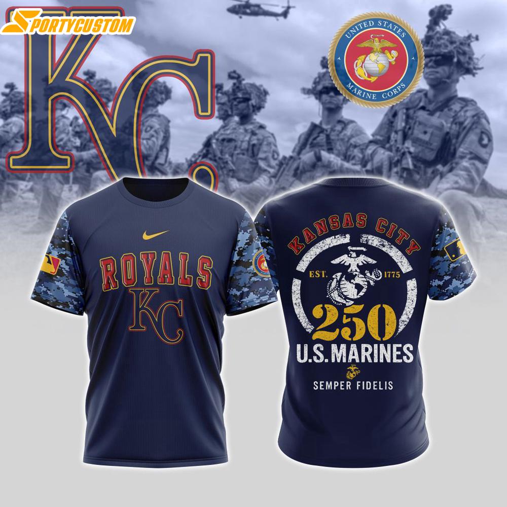 MLB Kansas City Royals Special U.S.M.C 250th Birthday 3D T-Shirt