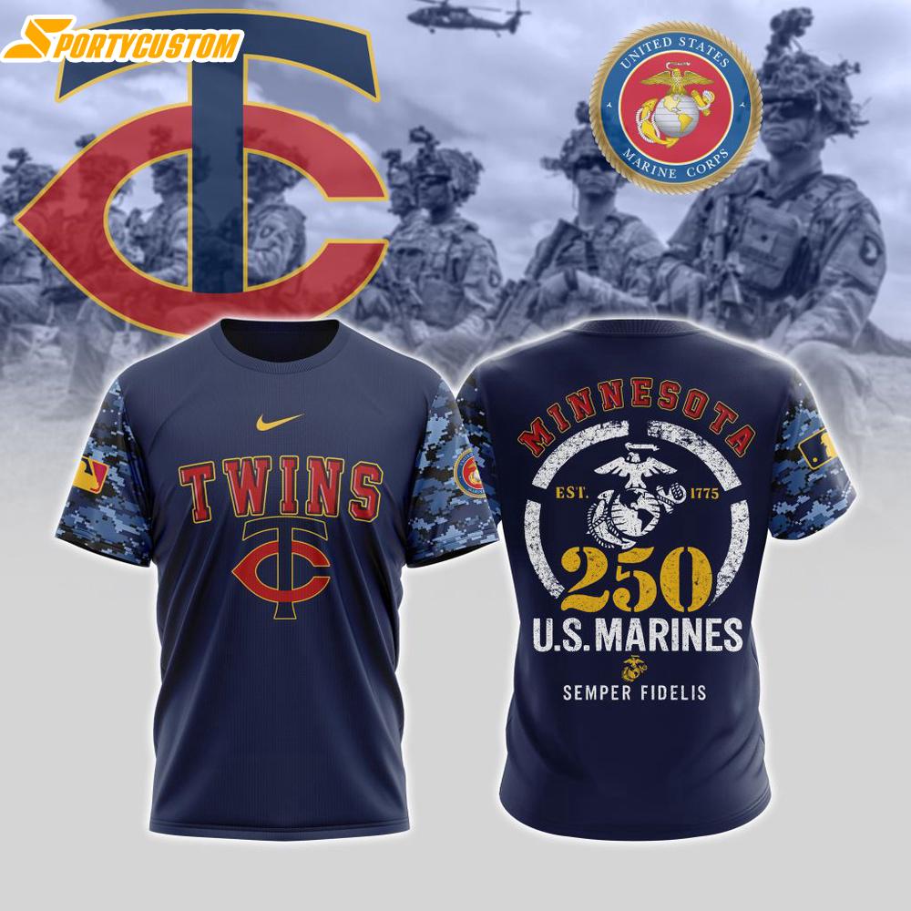 MLB Minnesota Twins Special U.S.M.C 250th Birthday 3D T-Shirt MLB Minnesota Twins Special U.S.M.C 250th Birthday 3D T-Shirt