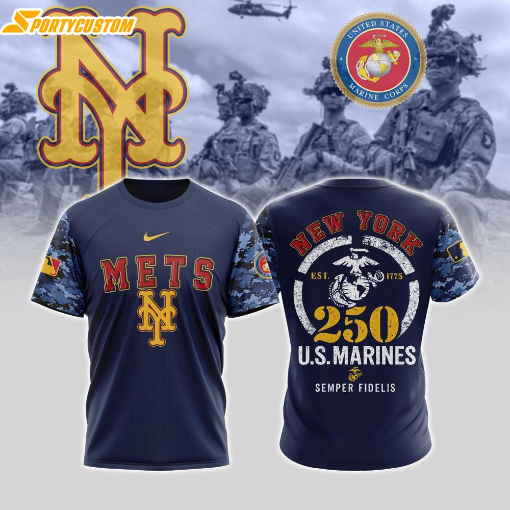 MLB New York Mets Special U.S.M.C 250th Birthday 3D T-Shirt