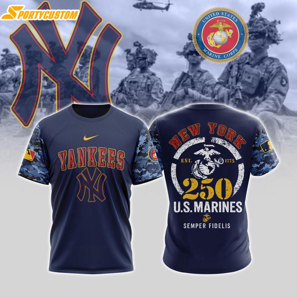 MLB New York Yankees Special U.S.M.C 250th Birthday 3D T-Shirt
