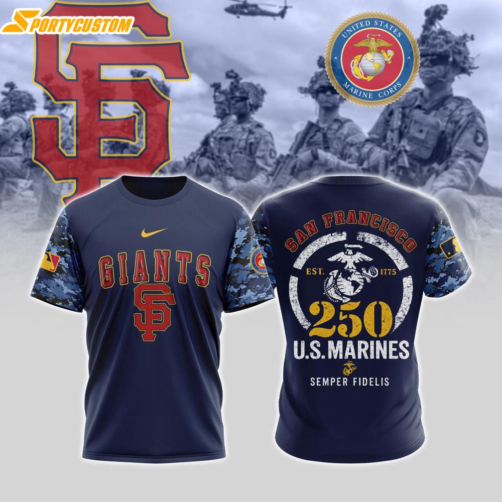 MLB San Francisco Giants Special U.S.M.C 250th Birthday 3D T-Shirt