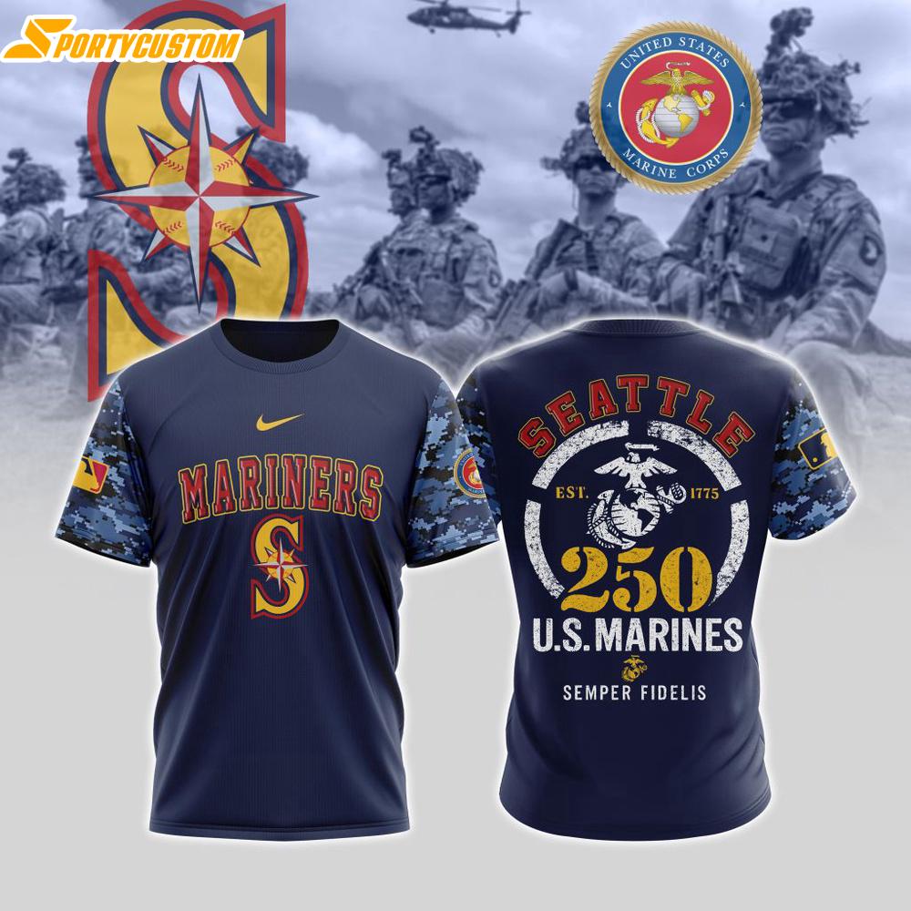 MLB Seattle Mariners Special U.S.M.C 250th Birthday 3D T-Shirt MLB Seattle Mariners Special U.S.M.C 250th Birthday 3D T-Shirt