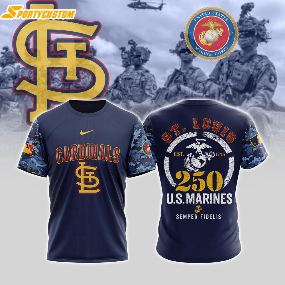 MLB St. Louis Cardinals Special U.S.M.C 250th Birthday 3D T-Shirt