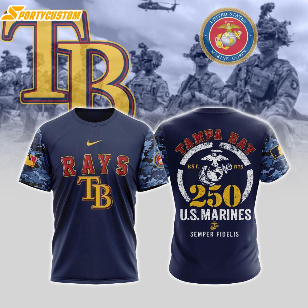 MLB Tampa Bay Rays Special U.S.M.C 250th Birthday 3D T-Shirt