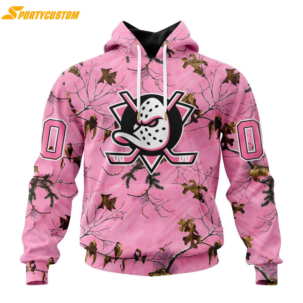 NHL Anaheim Ducks Special Realtree Pink Camouflage 3D Hoodie Shirt