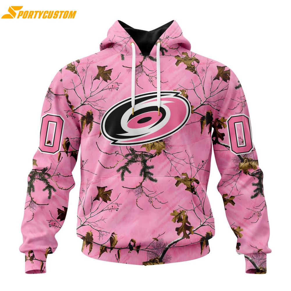 NHL Carolina Hurricanes Special Realtree Pink Camouflage 3D Hoodie Shirt