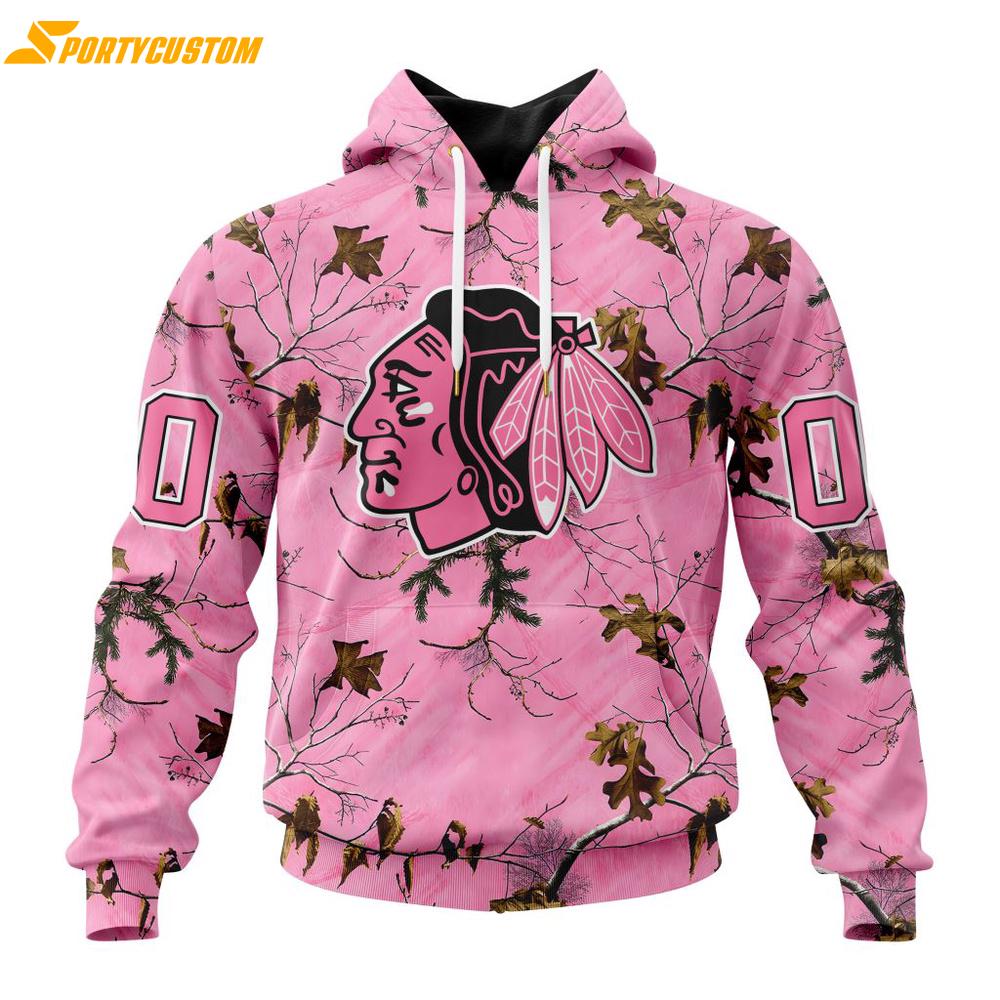NHL Chicago Blackhawks Special Realtree Pink Camouflage 3D Hoodie Shirt