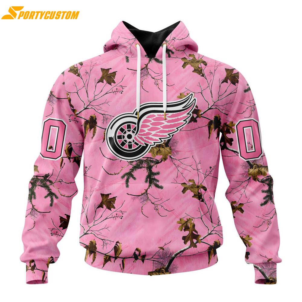 NHL Detroit Red Wings Special Realtree Pink Camouflage 3D Hoodie Shirt