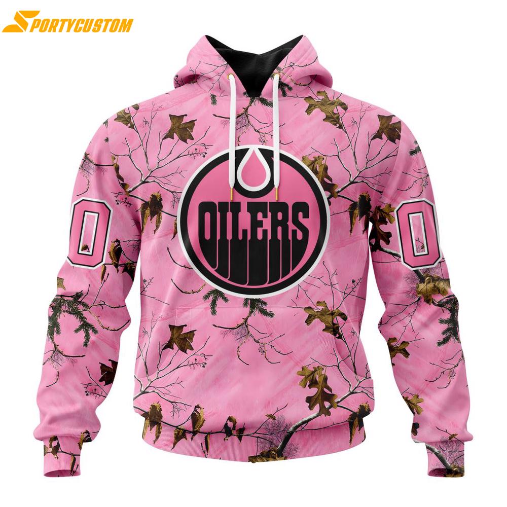 NHL Edmonton Oilers Special Realtree Pink Camouflage 3D Hoodie Shirt