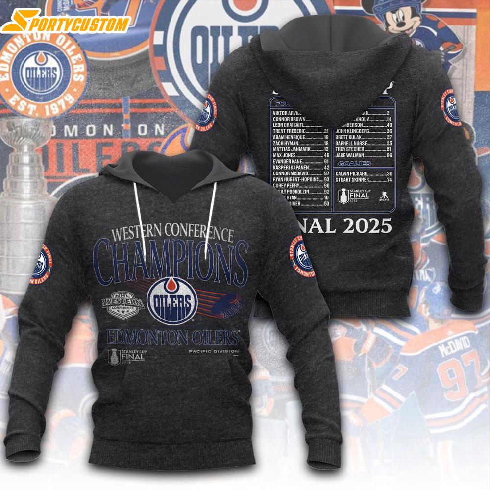 NHL Edmonton Oilers Western Conference Champions 2025 3D Hoodie Shirt
