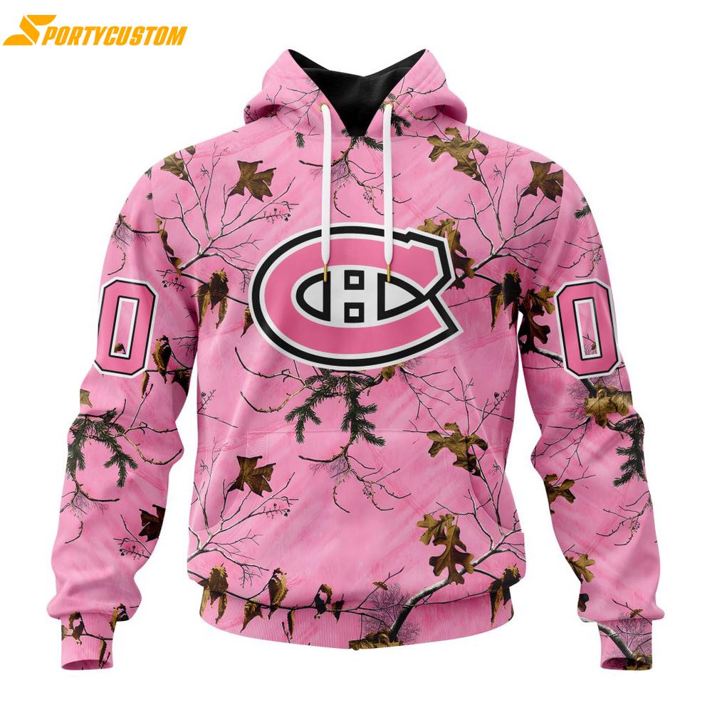 NHL Montreal Canadiens Special Realtree Pink Camouflage 3D Hoodie Shirt