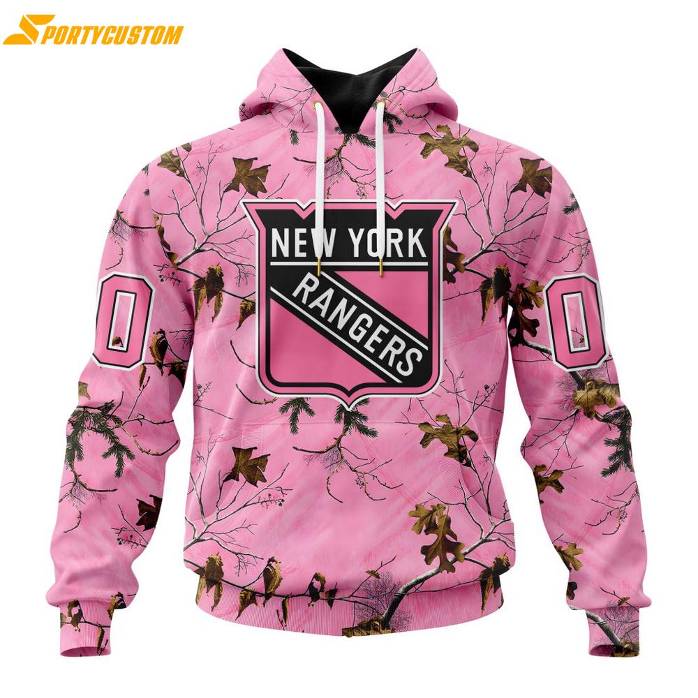 NHL New York Rangers Special Realtree Pink Camouflage 3D Hoodie Shirt
