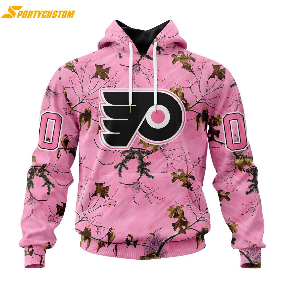 NHL Philadelphia Flyers Special Realtree Pink Camouflage 3D Hoodie Shirt