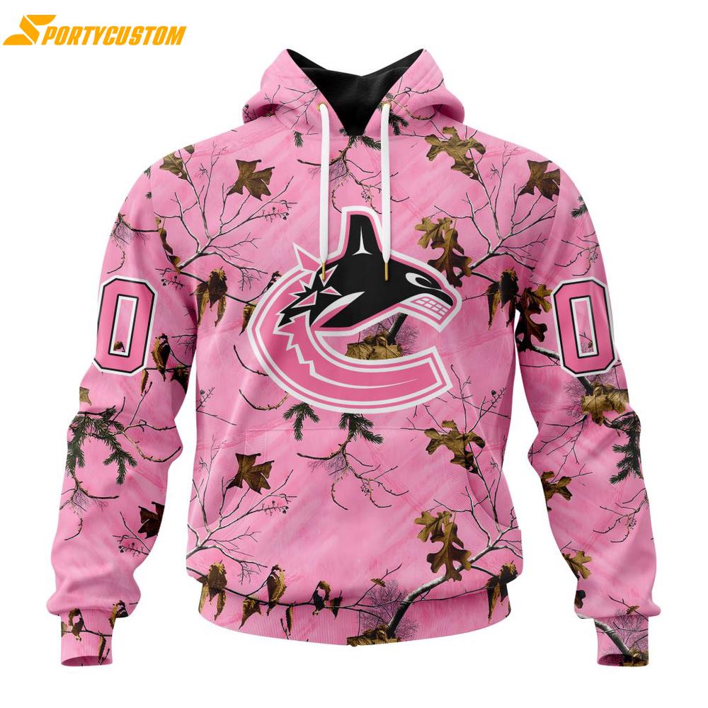 NHL Vancouver Canucks Special Realtree Pink Camouflage 3D Hoodie Shirt