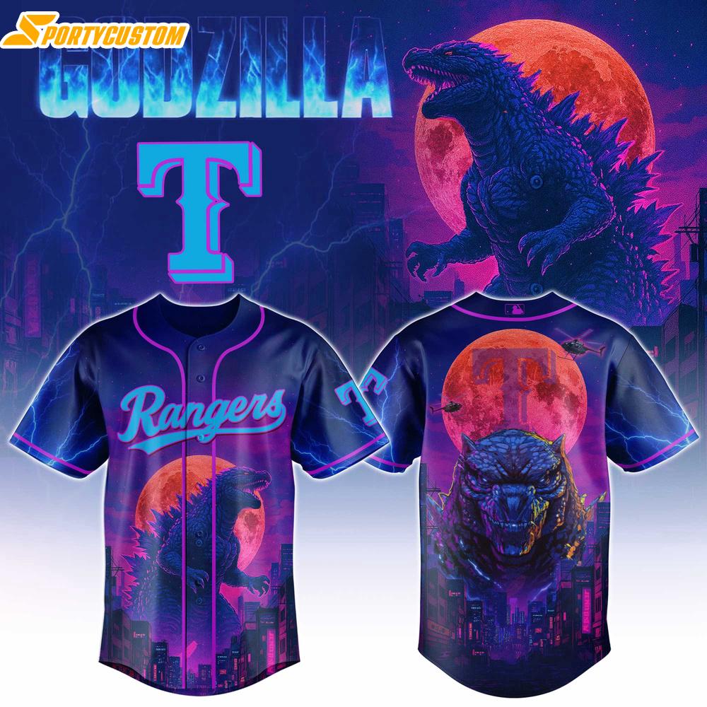 Texas Rangers MLB x Godzilla Baseball Jersey For Fans