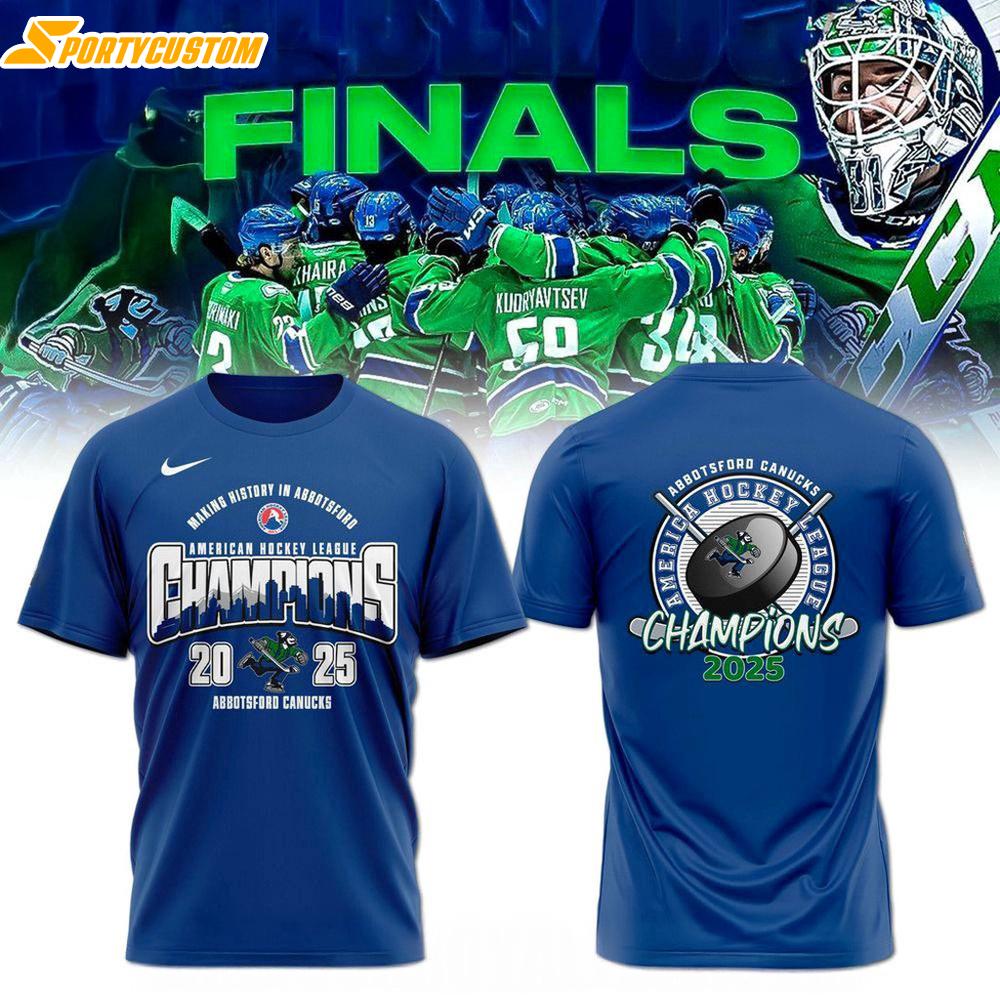 Abbotsford Canucks 2025 AHL Champions Blue 3D Shirt For Fans