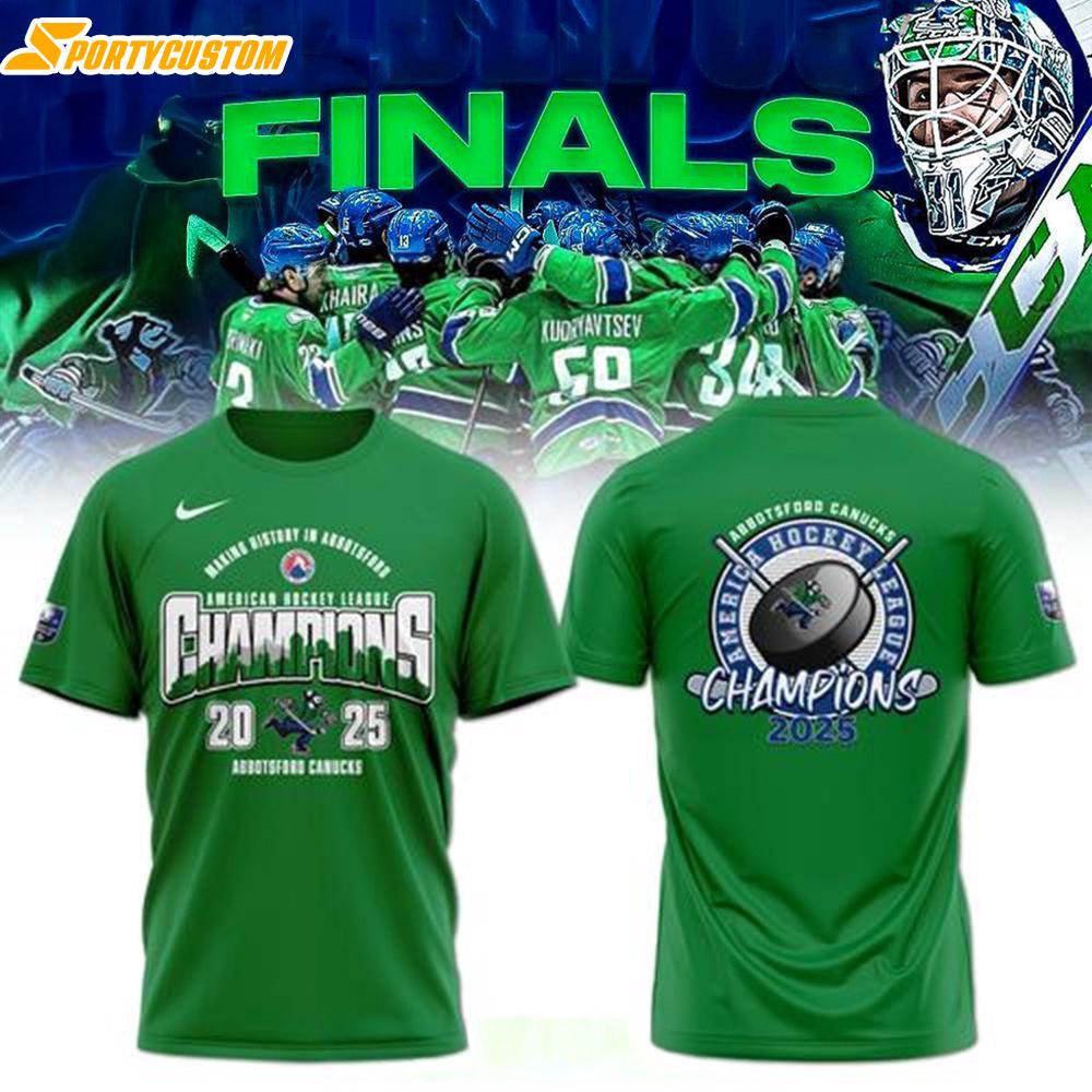 Abbotsford Canucks 2025 AHL Champions Green 3D Shirt For Fans