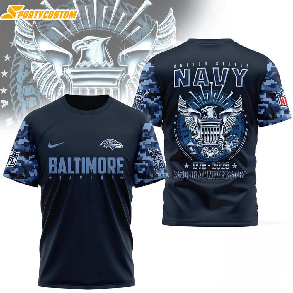 NFL Baltimore Ravens US Navy 250th Anniversary 17752025 Shirt