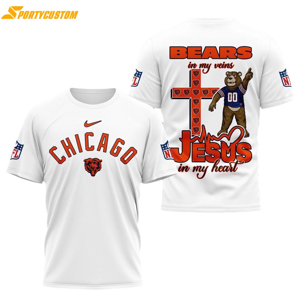 NFL Chicago Bears Football And Jesus 3d Shirt