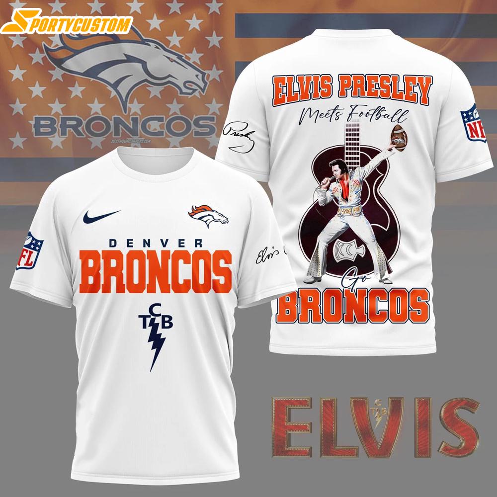 Denver Broncos NFL Elvis Presley 3D Shirt Gift For Fans