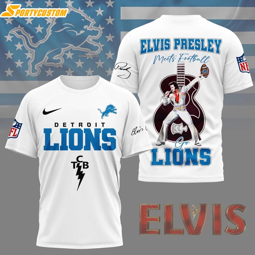 Detroit Lions NFL Elvis Presley 3D Shirt Gift For Fans