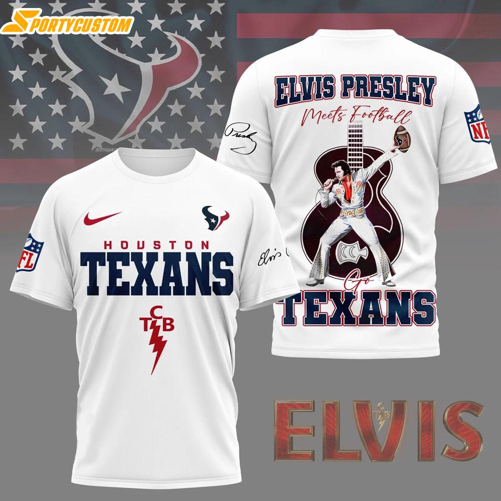 Houston Texans NFL Elvis Presley 3D Shirt Gift For Fans