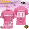 Baltimore Ravens 2026 NFL Breast Cancer Awareness Custom 3D Shirt