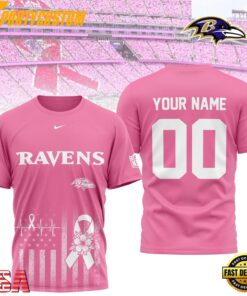 Baltimore Ravens 2026 NFL Breast Cancer Awareness Custom 3D Shirt