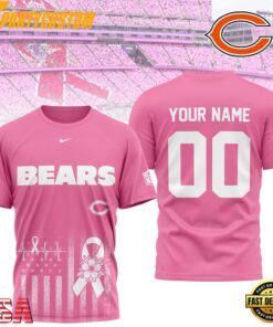 Chicago Bears 2026 NFL Breast Cancer Awareness Custom 3D Shirt