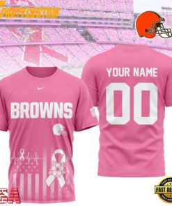 Cleveland Browns 2026 NFL Breast Cancer Awareness Custom 3D Shirt
