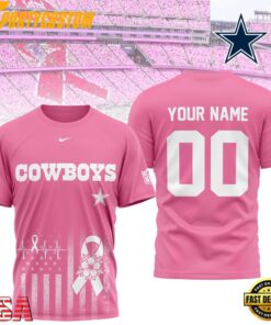 Dallas Cowboys 2026 NFL Breast Cancer Awareness Custom 3D Shirt