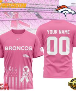 Denver Broncos 2026 NFL Breast Cancer Awareness Custom 3D Shirt