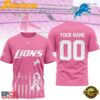 Detroit Lions 2026 NFL Breast Cancer Awareness Custom 3D Shirt