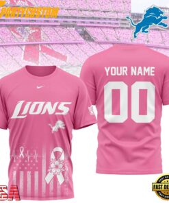 Detroit Lions 2026 NFL Breast Cancer Awareness Custom 3D Shirt