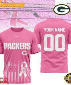 Green Bay Packers 2026 NFL Breast Cancer Awareness Custom 3D Shirt