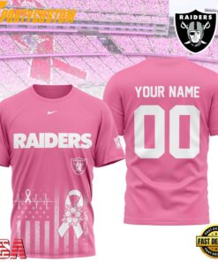 Las Vegas Raiders 2026 NFL Breast Cancer Awareness Custom 3D Shirt