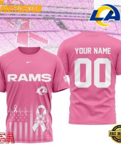 Los Angeles Rams 2026 NFL Breast Cancer Awareness Custom 3D Shirt