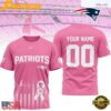 New England Patriots NFL Breast Cancer Awareness 2026 Custom All Over Print T Shirt New England Patriots 2026 NFL Breast Cancer Awareness Custom 3D Shirt