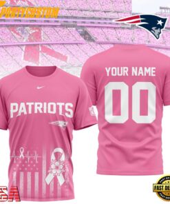 New England Patriots 2026 NFL Breast Cancer Awareness Custom 3D Shirt