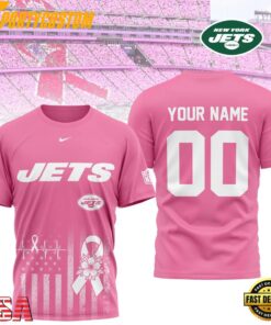New York Jets 2026 NFL Breast Cancer Awareness Custom 3D Shirt