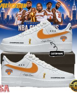 New York Knicks 2026 NBA Finals Champions White Air Force 1 Shoes