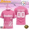 Pittsburgh Steelers NFL Breast Cancer Awareness 2026 Custom All Over Print T Shirt Pittsburgh Steelers 2026 NFL Breast Cancer Awareness Custom 3D Shirt